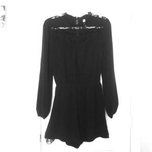 Black Long-sleeve Lace Romper